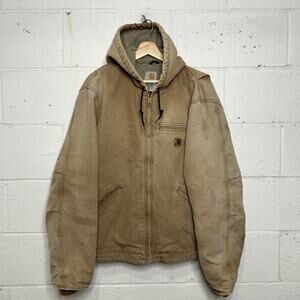Y2K Carhartt Sherpa-Lined Hooded Detroit Jacket “Brown” J141
